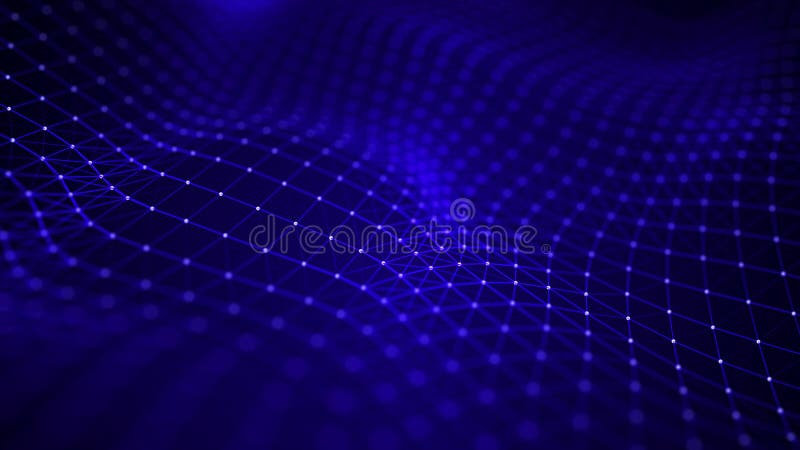 Blue futuristic wave. Abstract technology background. Big data digital background. 3d rendering vector illustration