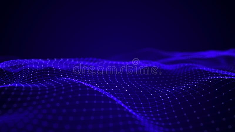 Blue futuristic wave. Abstract technology background. Big data digital background. 3d rendering vector illustration