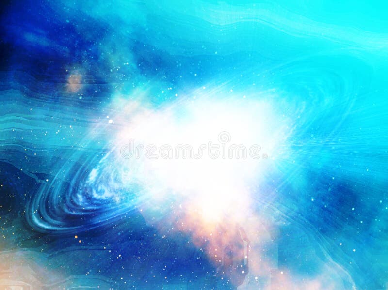 Blue galaxy in space and stars background.