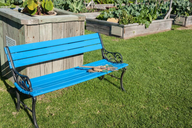 Blue garden seat. stock image. Image of blue, community 24863851