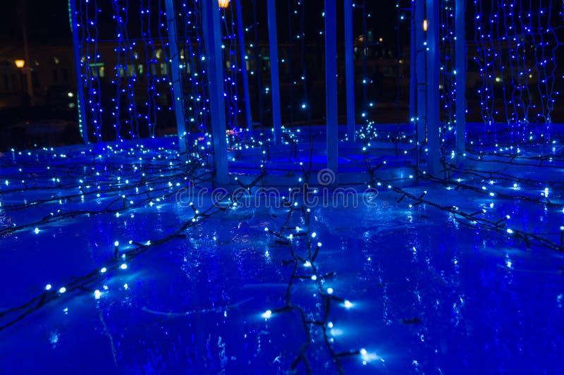 Blue garland light stock photo. Image of shiny, ornament 64336594