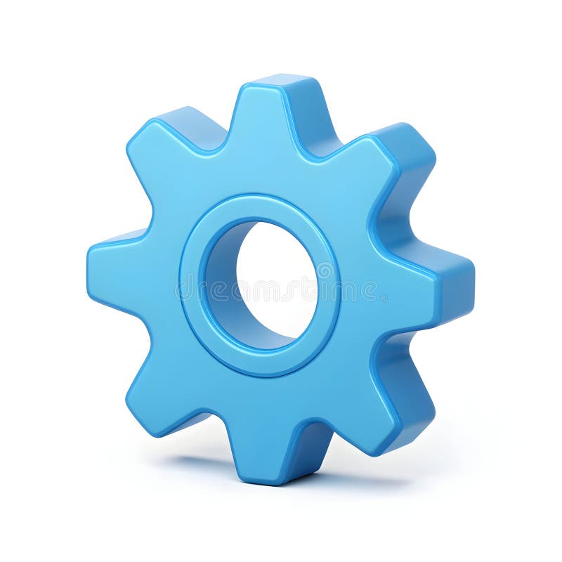 A blue gear icon represents settings, configuration royalty free illustration