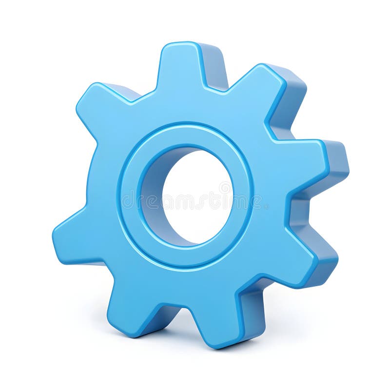 A blue gear icon represents settings, configuration vector illustration