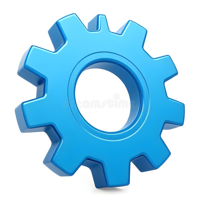 A blue gear icon represents settings, configuration vector illustration