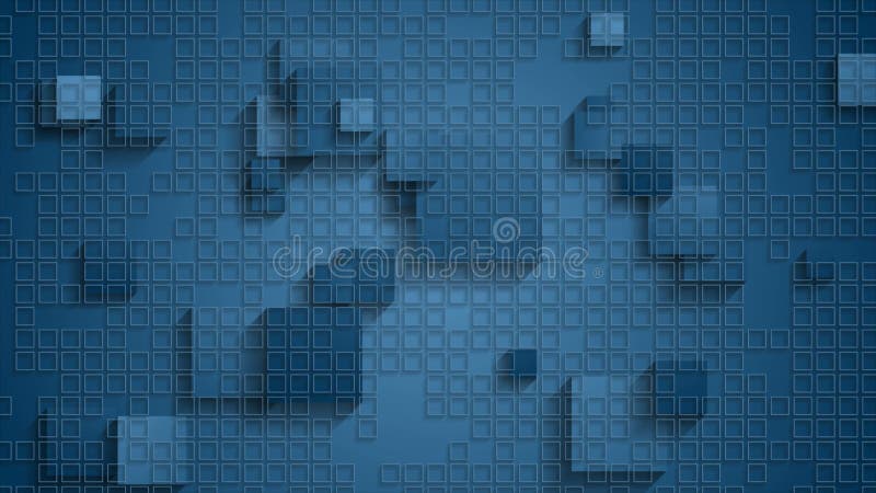 Blue geometric checkered video animation with squares stock illustration