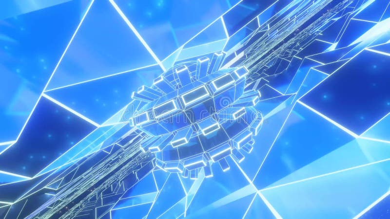 Blue Geometric 3D Structure in a Cyber Environment royalty free illustration
