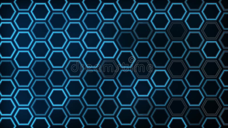 Blue geometric linear hexagons abstract futuristic modern motion background stock illustration