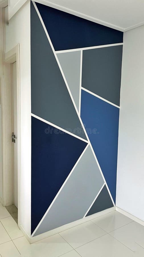 Blue Geometric Wall Home Painting Stock Image Image of escuro