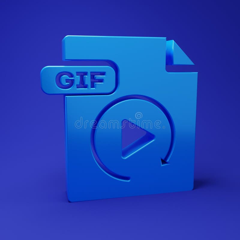 Blue GIF file document. Download gif button icon isolated on blue background. GIF file symbol. Minimalism concept. 3D stock illustration