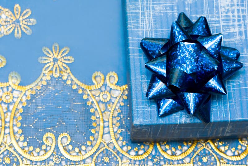 Blue gift box with bow