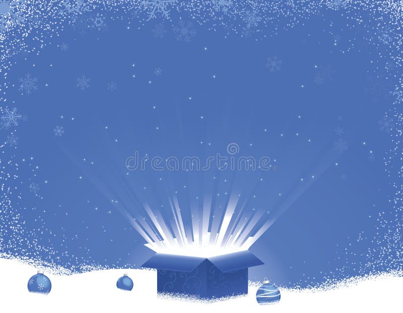 Blue Gift Box Explosion Winter Scene vector illustration