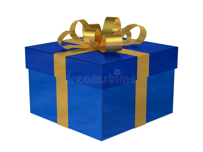 Blue gift box with golden bow