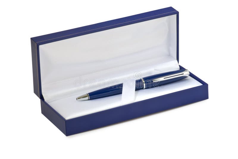 Blue Gift Box Pen Inside Stock Photos Free & RoyaltyFree Stock