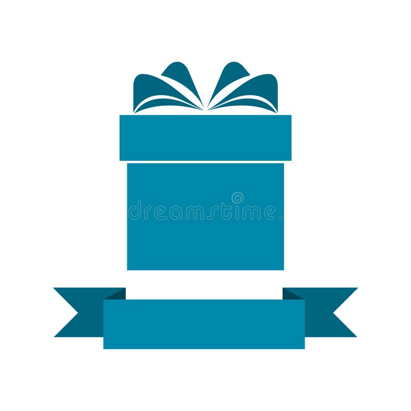 Blue Gift Box with Ribbon Icon Stock Vector Illustration of object