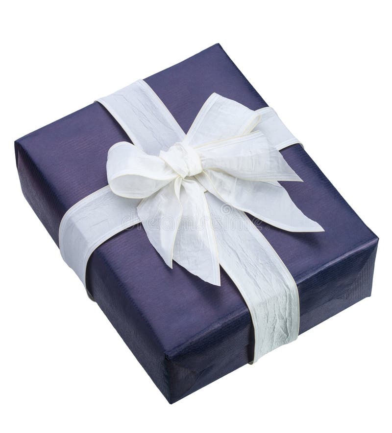 Blue Gift Box With White Ribbon Stock Photo Image of