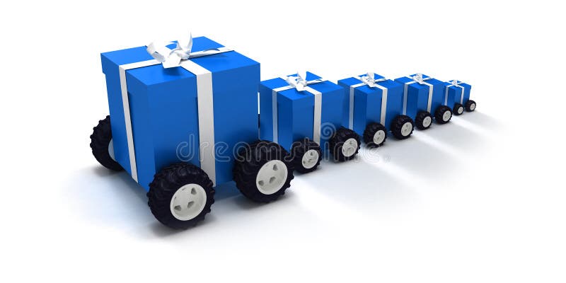 Blue gift convoy stock illustration