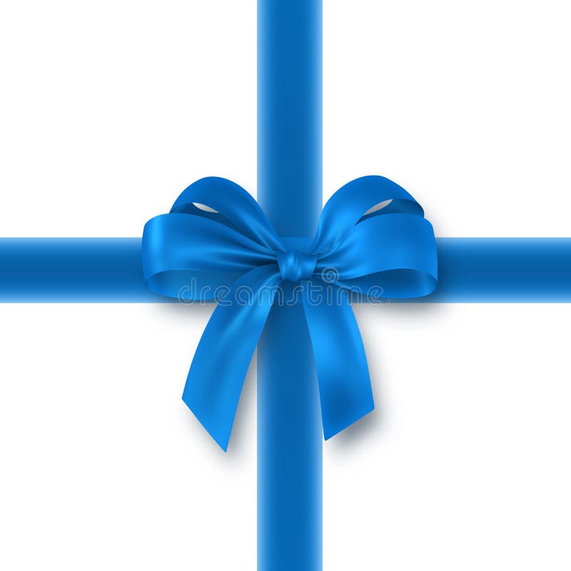 Blue gift, ribbon, bow stock illustration. Illustration of decor 3601129