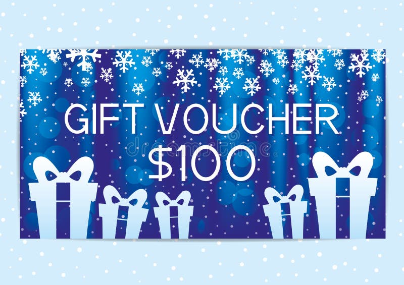 Blue gift voucher. stock illustration