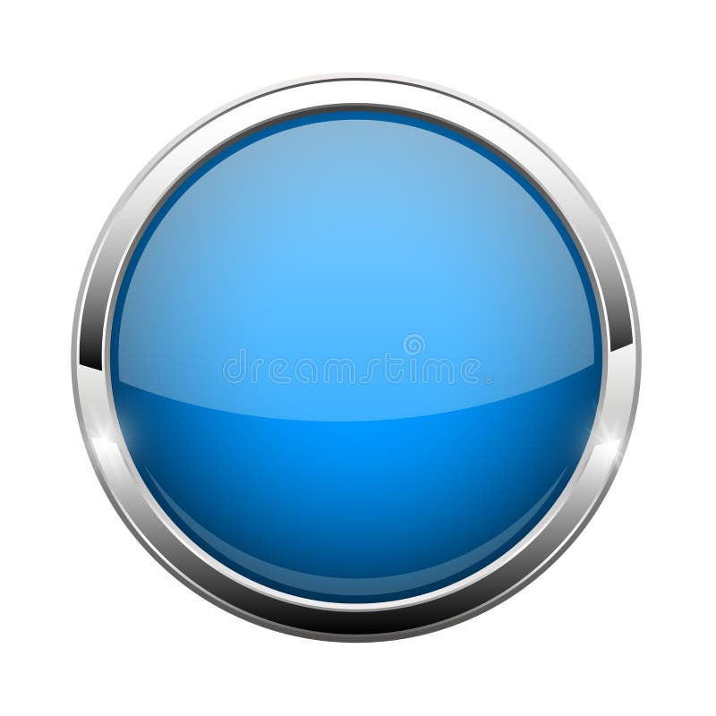 Blue Glass Button. Shiny Round 3d Web Icon Stock Vector - Illustration ...