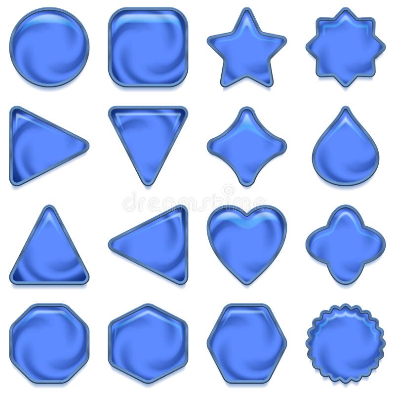 Blue glass buttons set