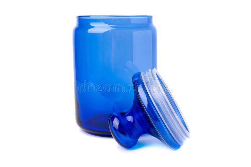 Blue glass jars stock image. Image of open, nourishing 29421059