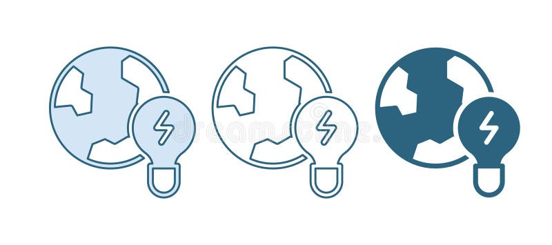 Blue Global Energy Power Planet с иконкой лампы на белом фоне. Экология и окружающая среда. Вектор иллюстрация штока