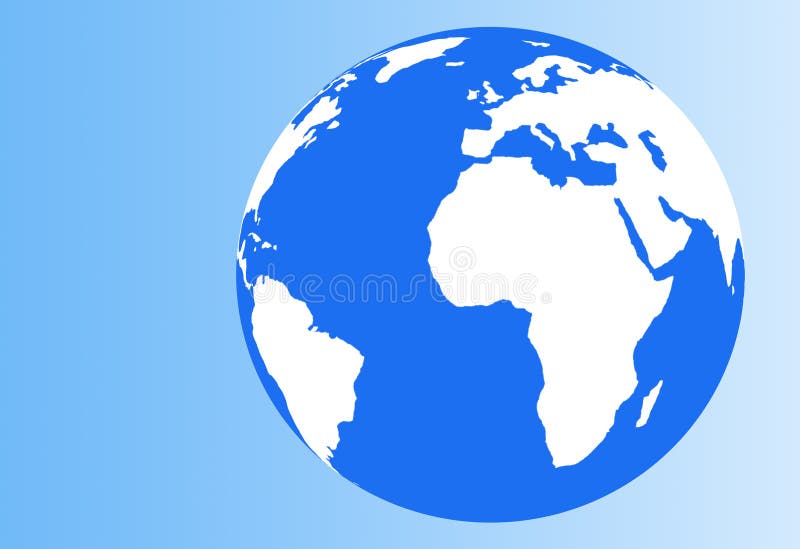 Blue globe over white background