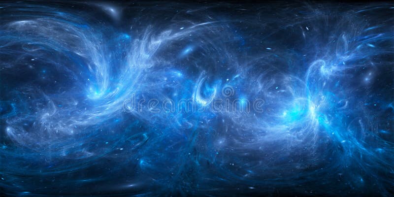 Blue Glowing Curvy Force Fields in Space 360 Degrees Panorama Stock ...