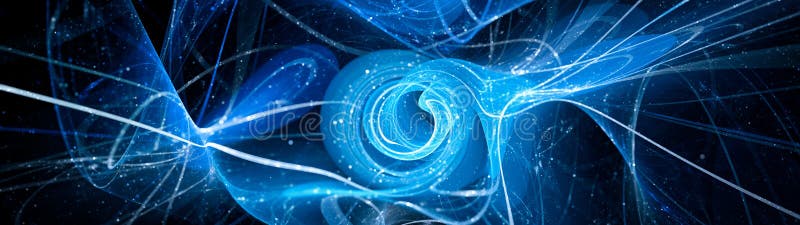 Blue glowing futuristic technology ultra widescreen banner stock illustration