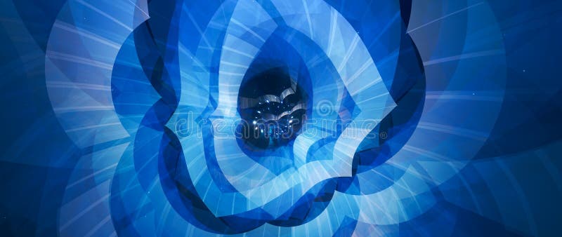 Blue glühender Abstraktes Hintergrund der multidimensionalen Raumtore Breitbildformat stock abbildung