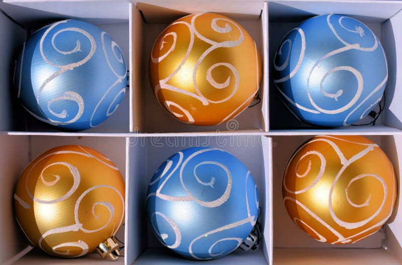 Blue and Gold Christmas Balls Stock Photo Image of bauble, white
