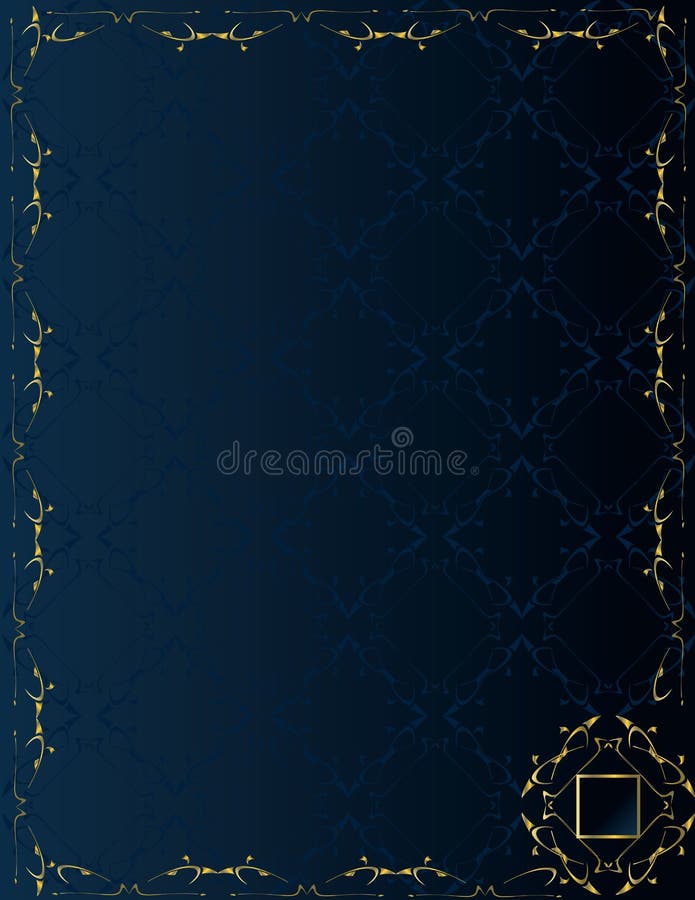 Elegant Gold and Blue Background with Gems Stock Vector Illustration