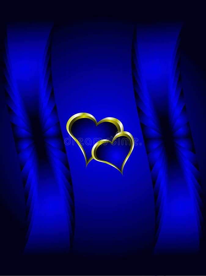 Blue And Gold Hearts Valentines Background Stock Vector Illustration