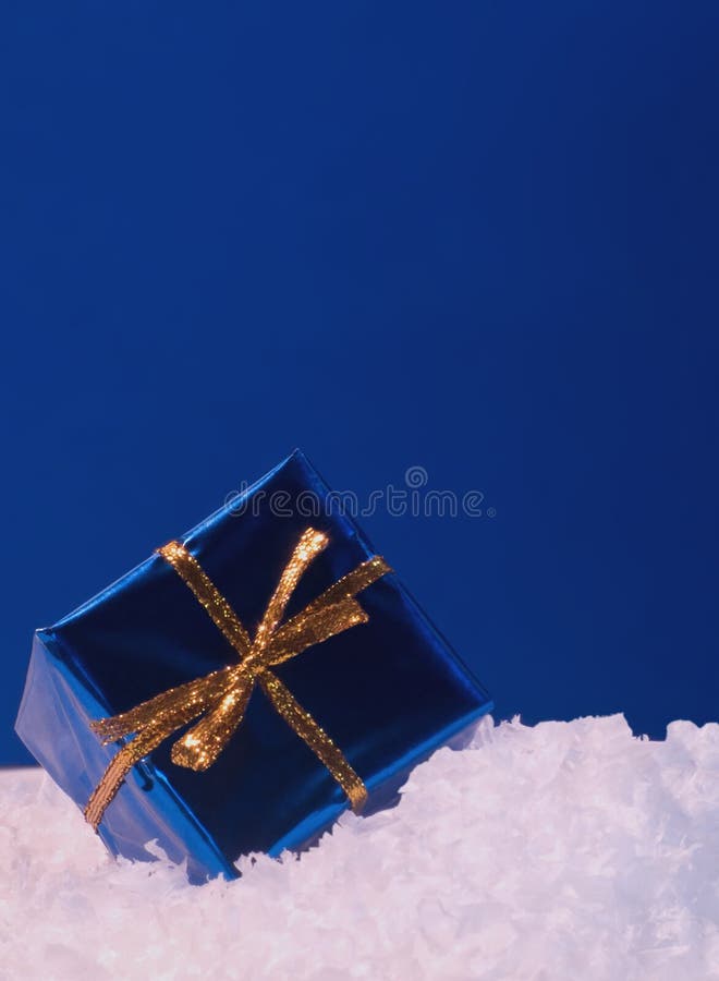 Blue and gold present stock image Blue and gold present stock image