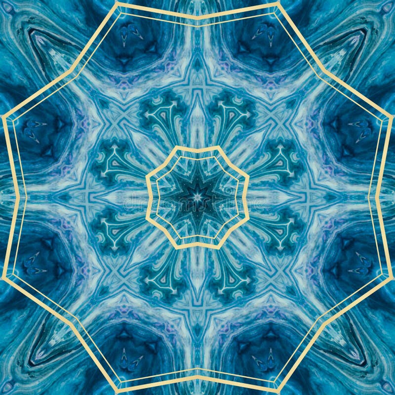 Blue Gold Seamless Pattern Tile Stock Illustration Illustration of