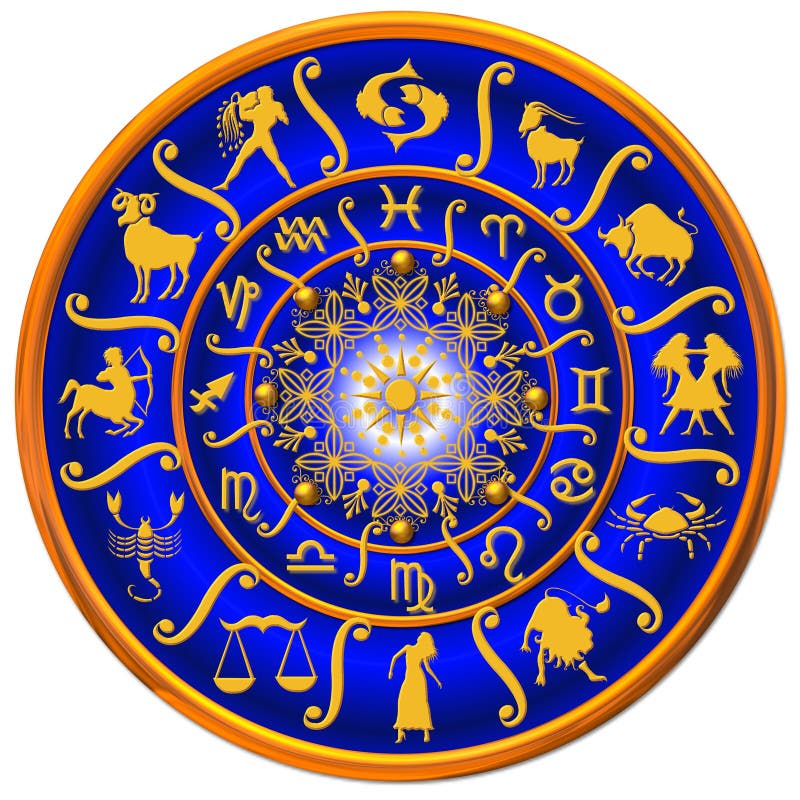 Blue and golden zodiac disk