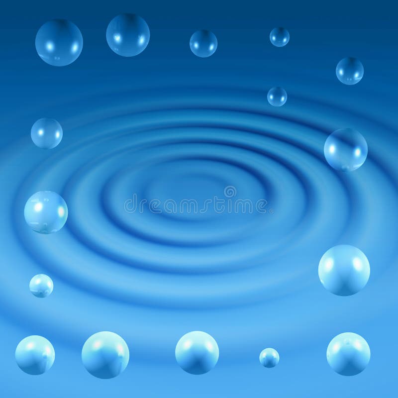 Abstract background with air bubbles and concentric waves vector illustration