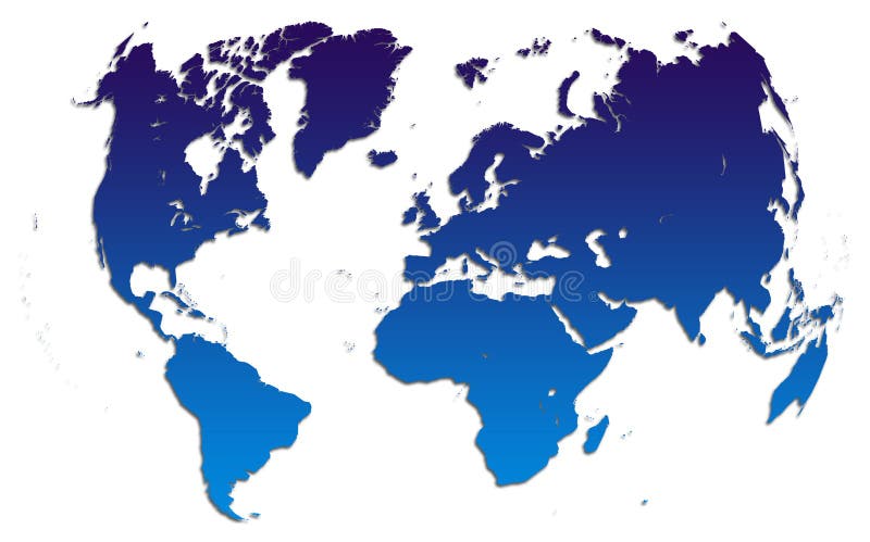 Blue gradient world map royalty free illustration