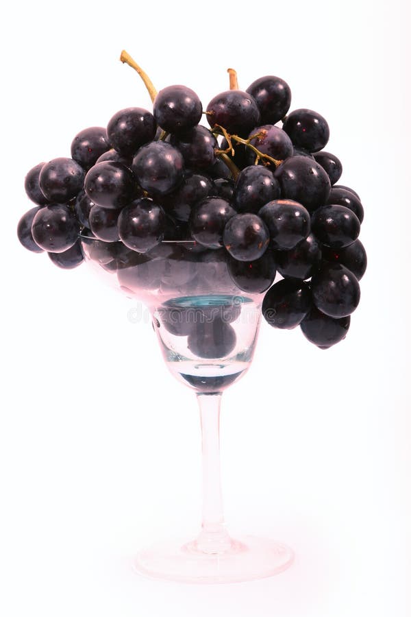 Blue grapes in glass