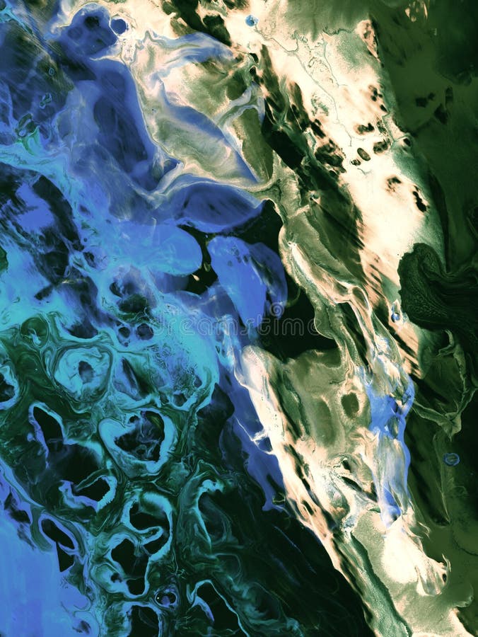 Blue and green creative abstract hand painted background, fluid art, marble texture, acrylic painting on canvas royalty free stock photography.