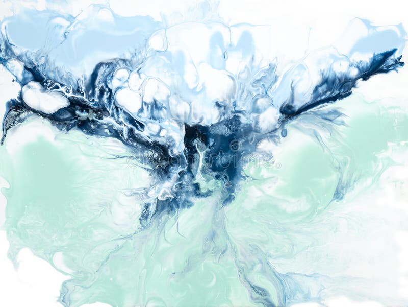 Blue and green creative abstract hand painted background, marble texture, abstract ocean stock photo