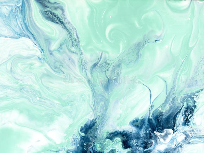 Blue and green creative abstract hand painted background, marble texture, abstract ocean royalty free stock photo