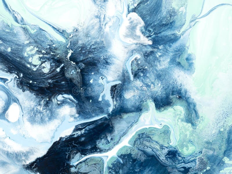 Blue and green creative abstract hand painted background, marble texture, abstract ocean royalty free stock photography
