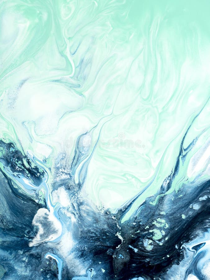 Blue and green creative abstract hand painted background, marble texture, abstract ocean royalty free stock image