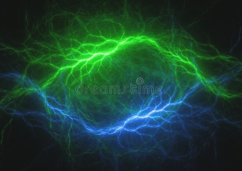 Blue and green lightning stock illustration. Illustration of ...