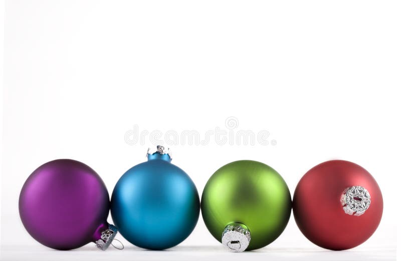 Blue and green, and red, Christmas ornaments