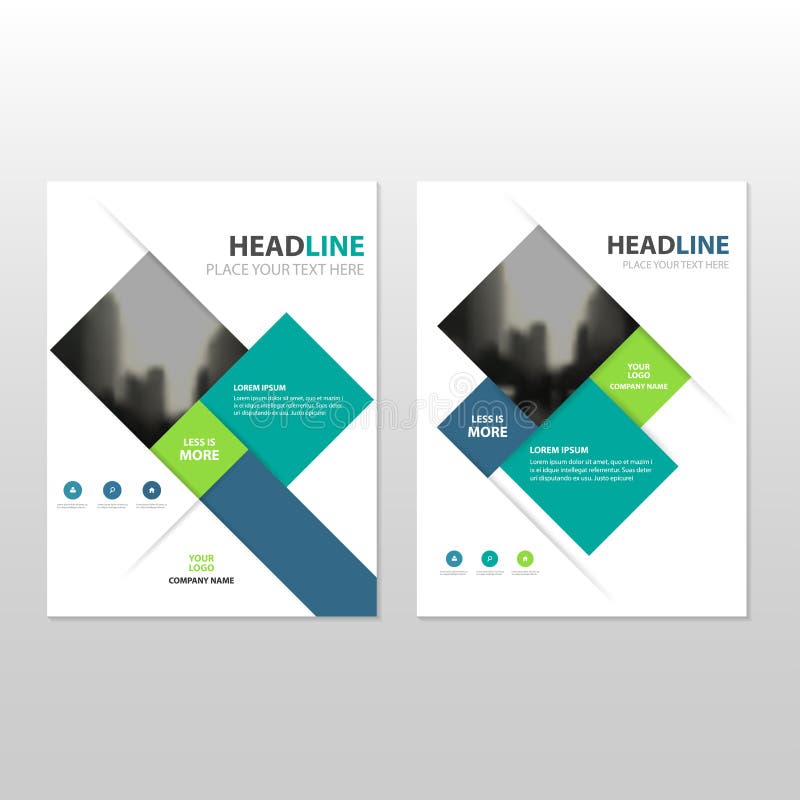 Blue green square Vector annual report Leaflet Brochure Flyer template design, book cover layout design royalty free illustration