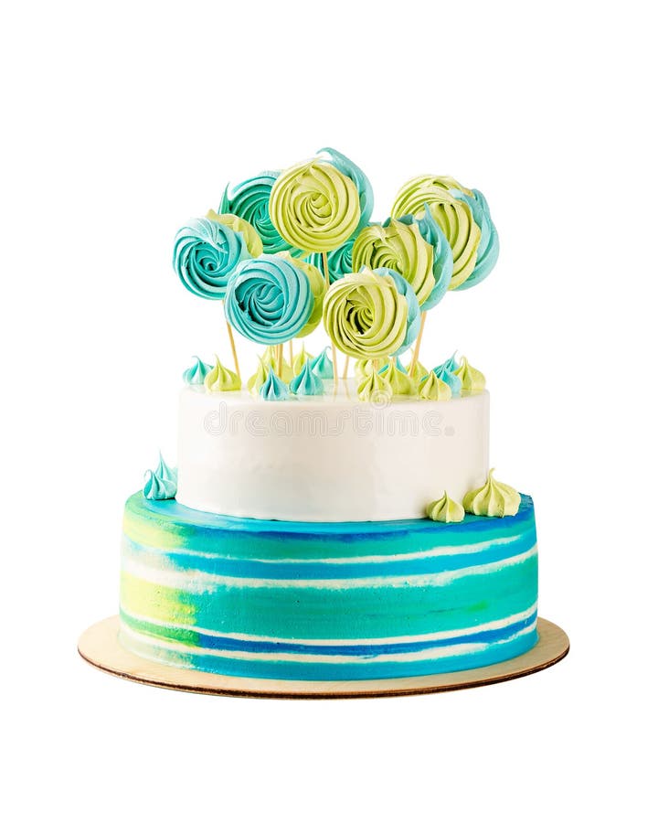Blue and Green Tiered Birthday Cake Isolated on White Stock Photo - Image of baked, birthday: 100285596 Blue And Green Tiered Birthday Cake Isolated On White Stock Photo - Image Of Baked, Birthday: 100285596