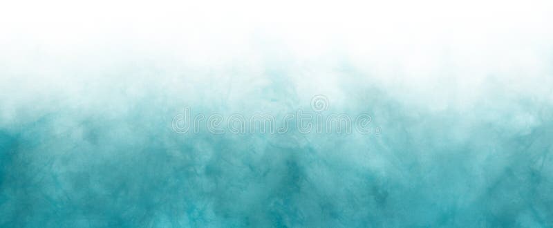 Blue green and white background with gradient ocean or sky color with white smoke or haze border