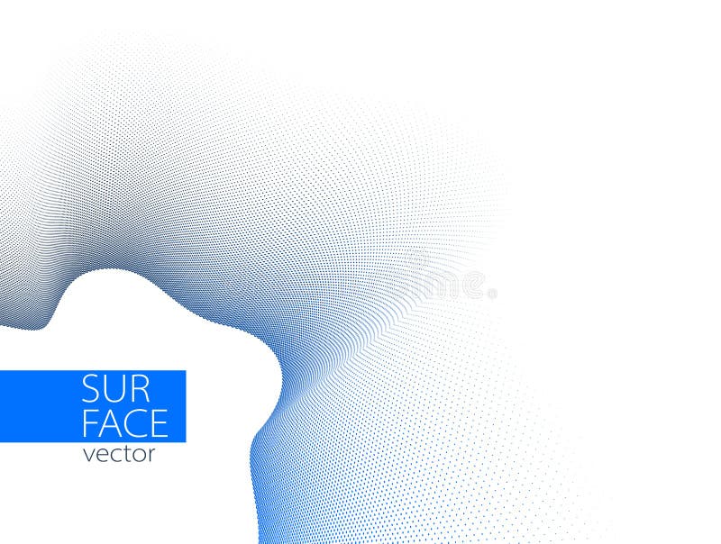 Blue and grey dots in 3D perspective vector abstract background, dotted pattern cool design, wave stream of science technology or stock illustration